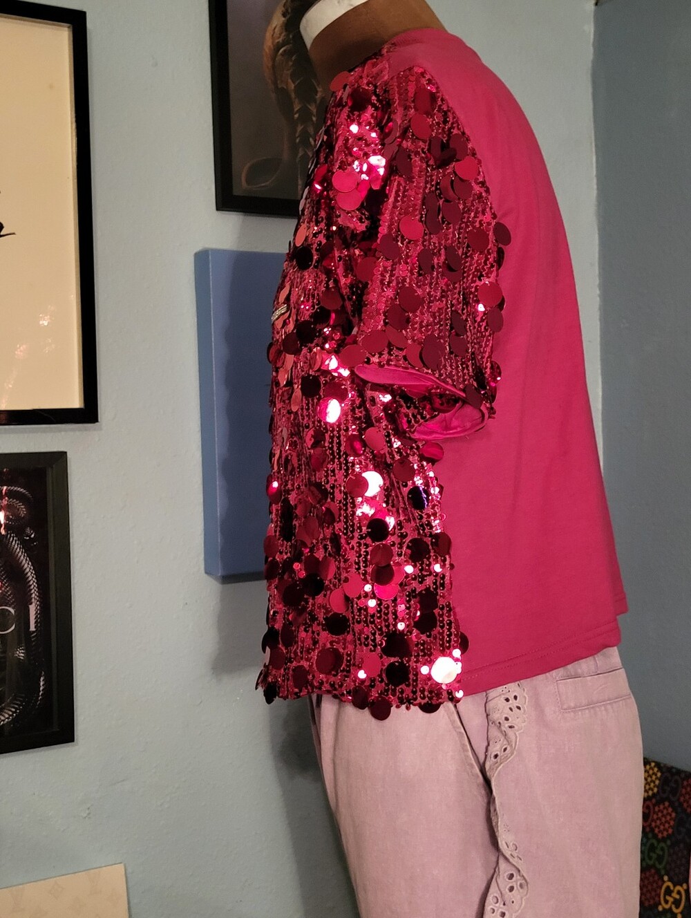 Judith March Sequin & Rhinestone Witch On Broom Top - Picture 5 of 12